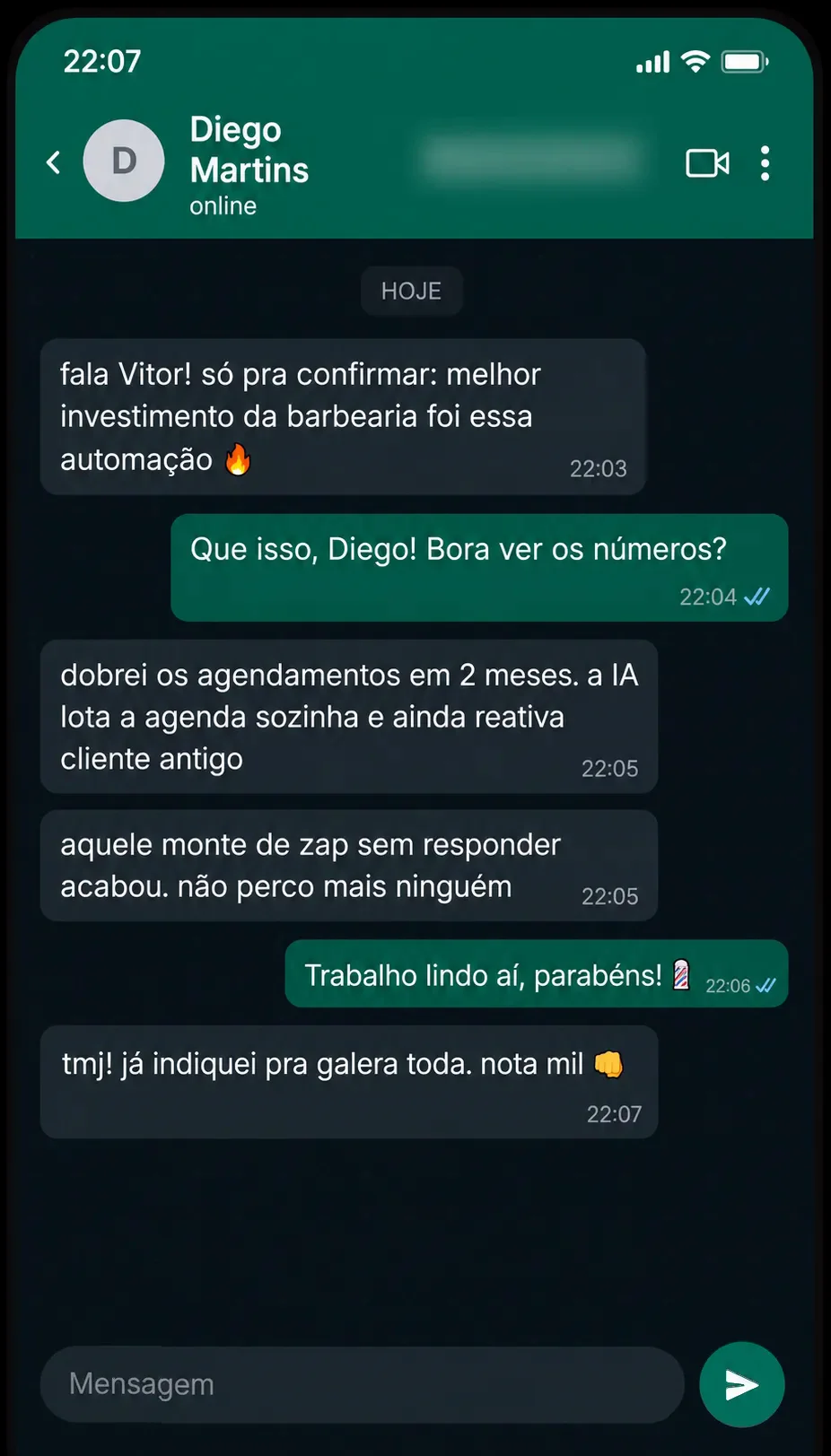 Depoimento de barbearia sobre a automação da Vantex Latam